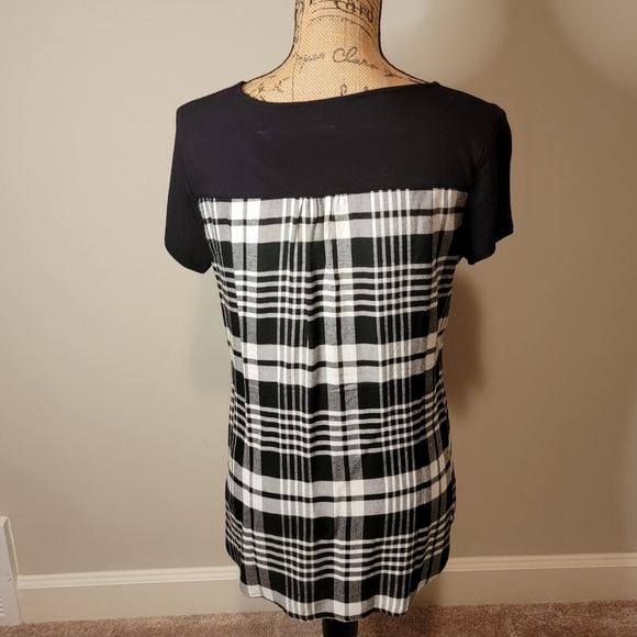 NWOT INC black and white plaid top - Picture 2 of 3